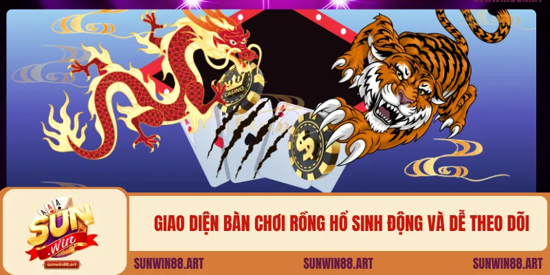 Giao diện bàn chơi rồng hổ sinh động và dễ theo dõi