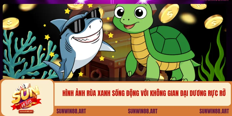 Hình ảnh rùa xanh sống động với không gian đại dương rực rỡ